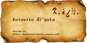 Kolovits Ágota névjegykártya